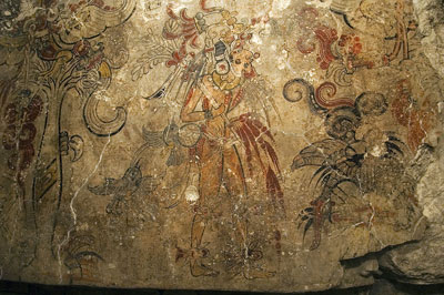 Depiction of a Mayan King in the San Bartolo Murals. Image via mesoweb.com
