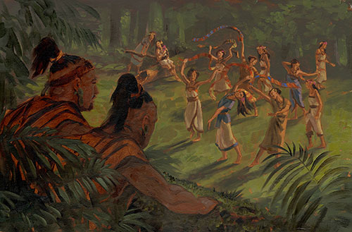Amulon and the Lamanite Daughters. Painting by James Fullmer.