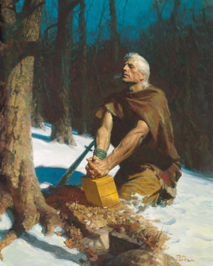 Moroni Burying the Plates by Tom Lovell