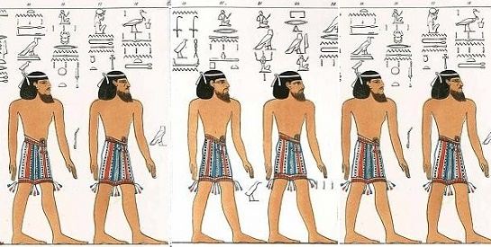 Depiction of Asiatics (Canaanites) as they were portrayed in the Ancient Egyptian Book of Gates. Image via thetorah.com