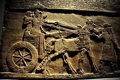 Although Book of Mormon chariots may not actually be the wheeled vehicle we expect to see, the reader can still find meaning in its use. Alabaster Panel from the Central Palace of Tiglath-Pileser III. Image from ancient.eu