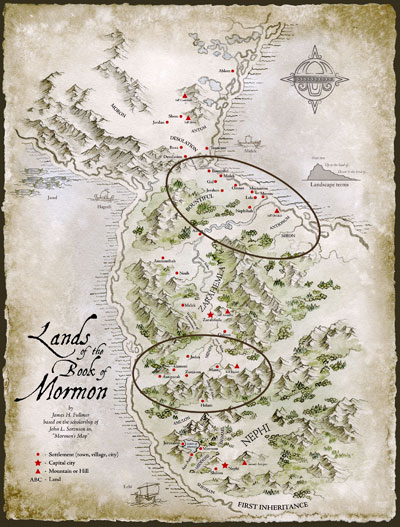Lands of the Book of Mormon by James Fullmer. This map is based off research by John L. Sorenson.