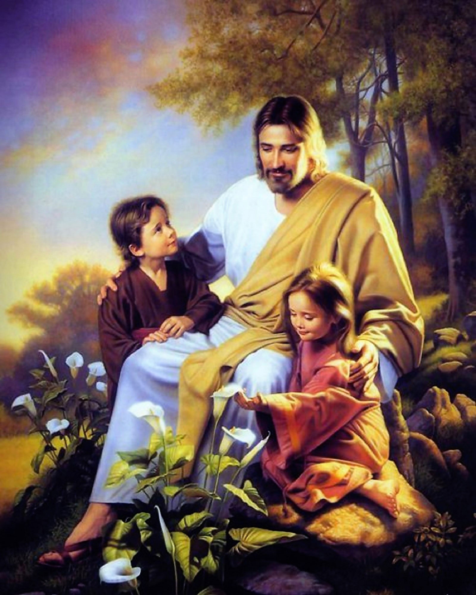 耶稣和孩子的场景插画图片素材_ID:428125990-Veer图库