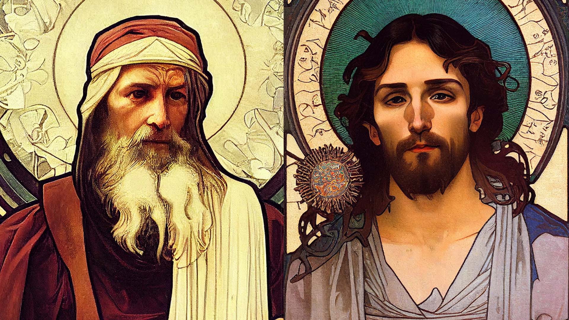 Portrait of Isaiah and Jesus Christ. Images generated by Midjourney.