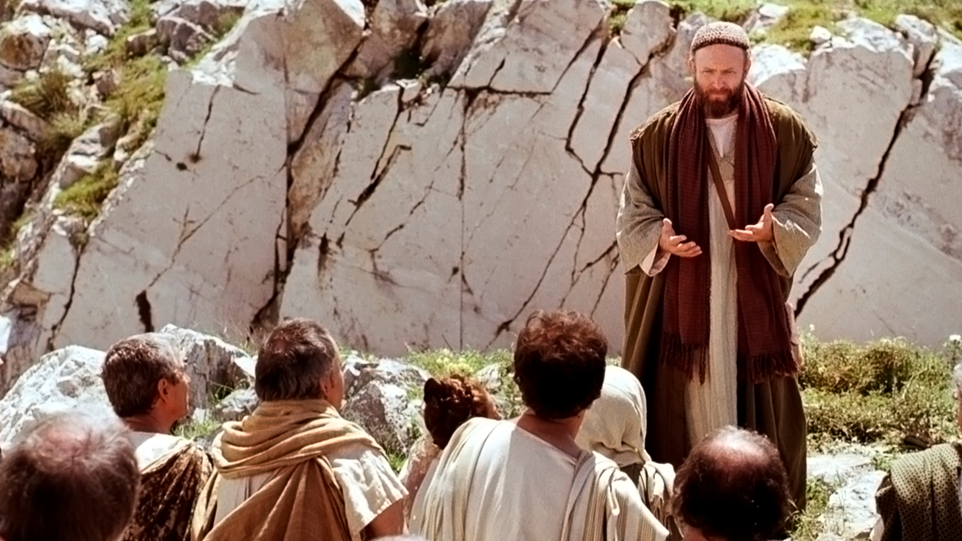 Paul preaches to Athenians on Mars Hill. Still from Bible Videos of The Church of Jesus Christ of Latter-day Saints.