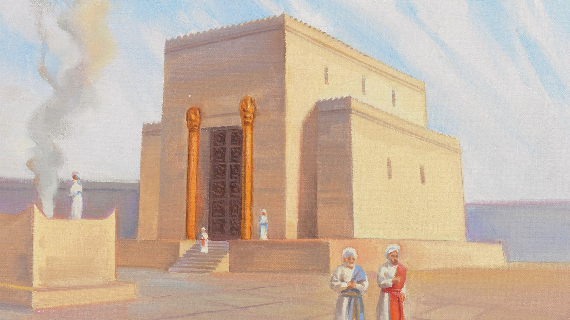 Illustration of the temple of Zerubbabel, by Sam Lawlor
