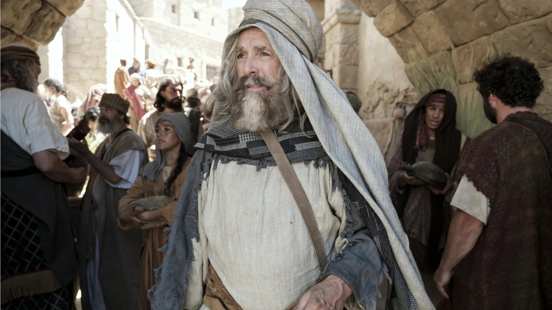 Lehi walks the streets of Jerusalem. Image courtesy The Church of Jesus Christ of Latter-day Saints.