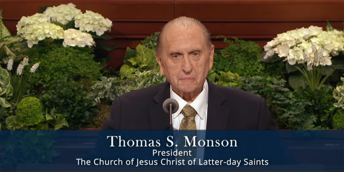 Thomas S. Monson at the April 2017 Conference via churchofjesuschrist.org