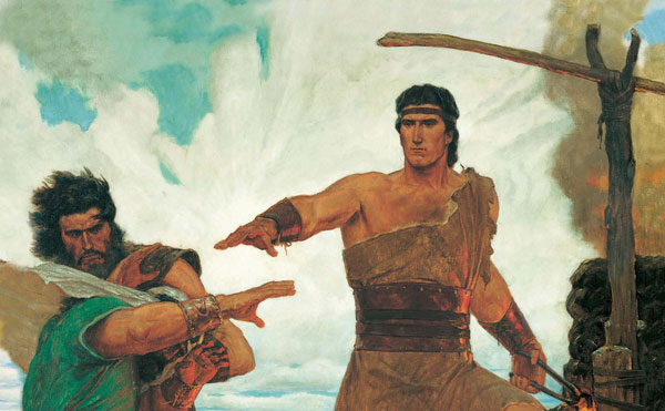 Nephi Subduing his Brothers by Arnold Friberg