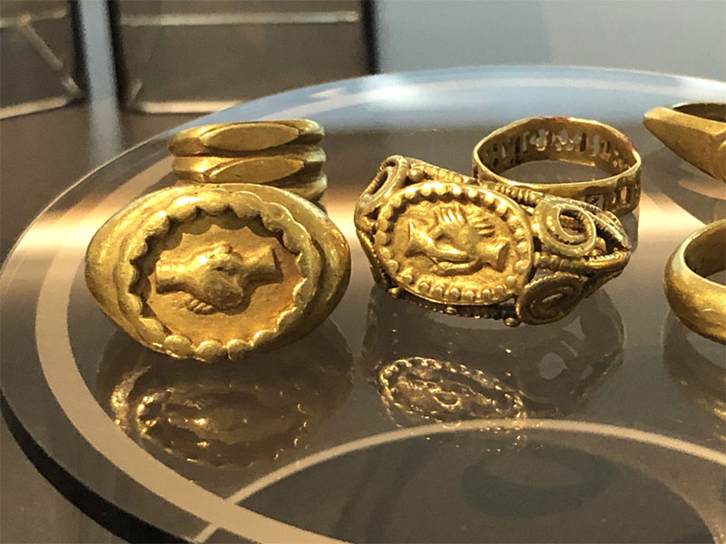 Gold wedding rings, Roman. Could also be used as seals. Photo by John W. Welch.