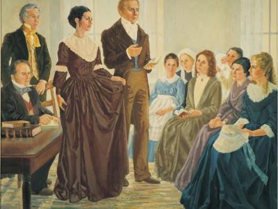 Organization of the Relief Society. Painting via lds.org