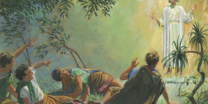 “Angel Appears to Alma and the Sons of Mosiah” by Jerry Thompson via Gospel Media Library