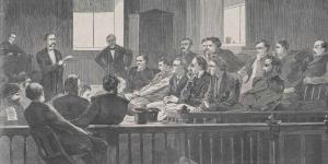 Jurors Listening to Counsel, Supreme Court, New York City Hall, New York. Drawn by Winslow Homer, 1869. Image via Met Museum.