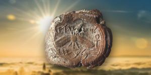 Impression of a seal bearing the words "Belonging to Hezekiah [son of] Ahaz king of Judah" and showing a winged sun and ankhs. Image via HaAretz.