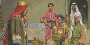 Lehi's Sons Offering Riches to Laban by Jerry Thompson