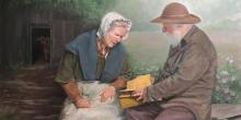“Mary Whitmer and Moroni” by Robert T. Pack