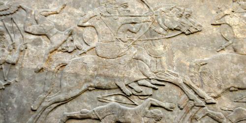 Detail of a gypsum wall relief from Nimrud, Iraq via Wikimedia Commons