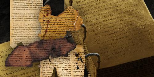 3D Rendering of Gold Plates by Laci Gibbs. Fragments of the Dead Sea Scrolls.