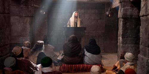 Jesus Christ reads Isaiah 61 in the synagogue. Image from The Church of Jesus Christ of Latter-day Saints Bible Videos
