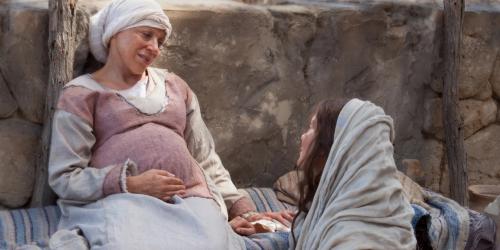 Mary visits Elizabeth in this image from the Life of Jesus Christ Bible Videos. Image courtesy The Church of Jesus Christ of Latter-day Saints.