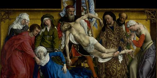 Rogier van der Weyden. The Descent from the Cross. (c.1435) Museo del Prado, Madrid via Wikipedia.