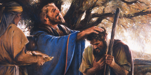 Melchizedek Blessing Abraham by Walter Rane via lds.org