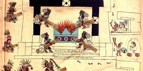 Representation of a new fire ceremony. Image from Codex Borbonicus via Wikimedia Commons.